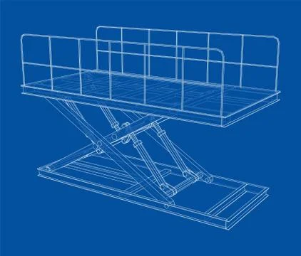 Scissors lift concept outline. Vector 스톡 일러스트