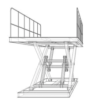 Scissors lift concept outline. Vector 스톡 일러스트