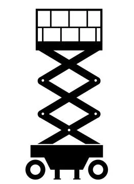 Scissors lift icon. Lifting machine symbol. Industrial lifting machinery sign Stock Illustration