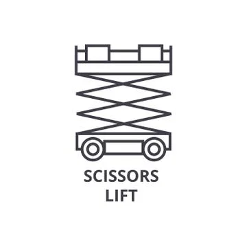 Scissors lift vector line icon, sign, illustration on background, editable Stock Illustration