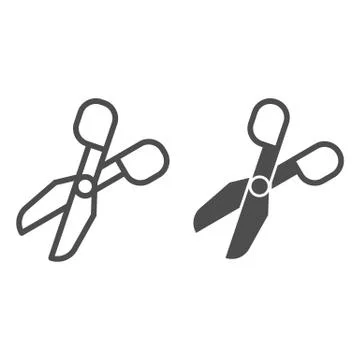 Scissors line and solid icon. Opened shears symbol, outline style pictogram on Stock Illustration
