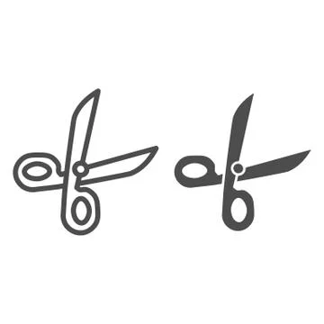 Scissors line and solid icon, stationery concept, office or school tool for Stock Illustration