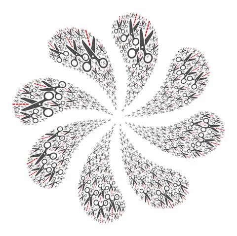 Scissors Line Icon Curl Flower Stock Illustration