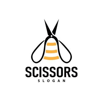 Scissors logo design vintage old simple barber cutting tool black silhouett.. Stock Illustration