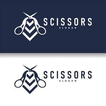 Scissors logo design vintage old simple barber cutting tool black silhouett.. Stock Illustration