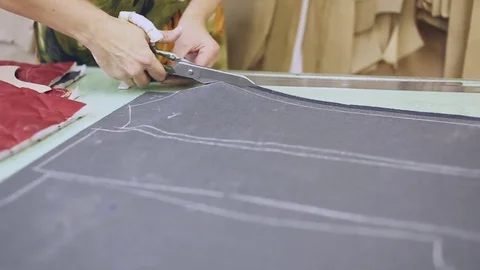 Scissors make cutting fabric Stock Footage 71179600