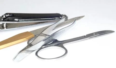 Scissors, nail file, tweezers Stock Photos