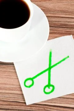 Scissors on a napkin Stock Photos