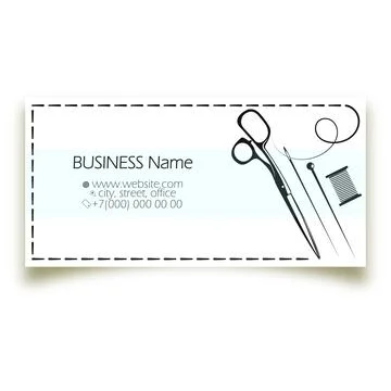 Scissors needle and thread stitch, business card for a tailor and sewing salo Stock Illustration