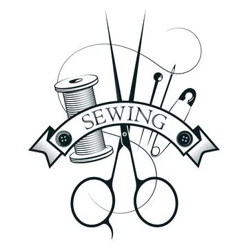 Scissors needle and thread symbol for sewing Stock Illustration