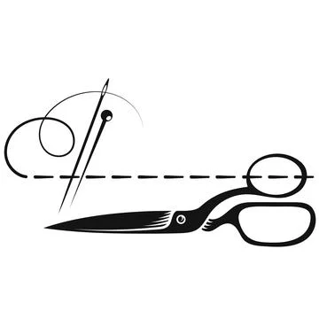Scissors needle and thread symbol for sewing Stock Illustration