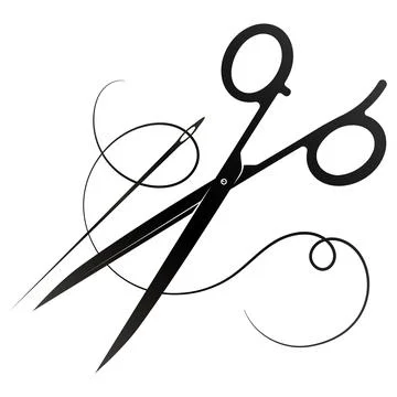 Scissors needle and thread symbol sewing and pattern Stock Illustration