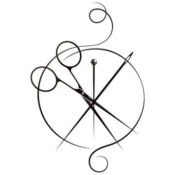 Scissors needle and thread symbol Stock Illustration