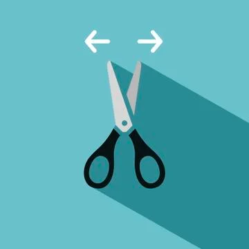 Scissors opening icon with shadow on blue background Stock Illustration
