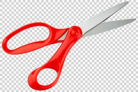 Scissors or shears. Scissors stainless steel blade and plastic red handle Stock Photos