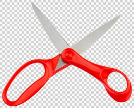 Scissors or shears. Scissors stainless steel blade and plastic red handle Stock Photos