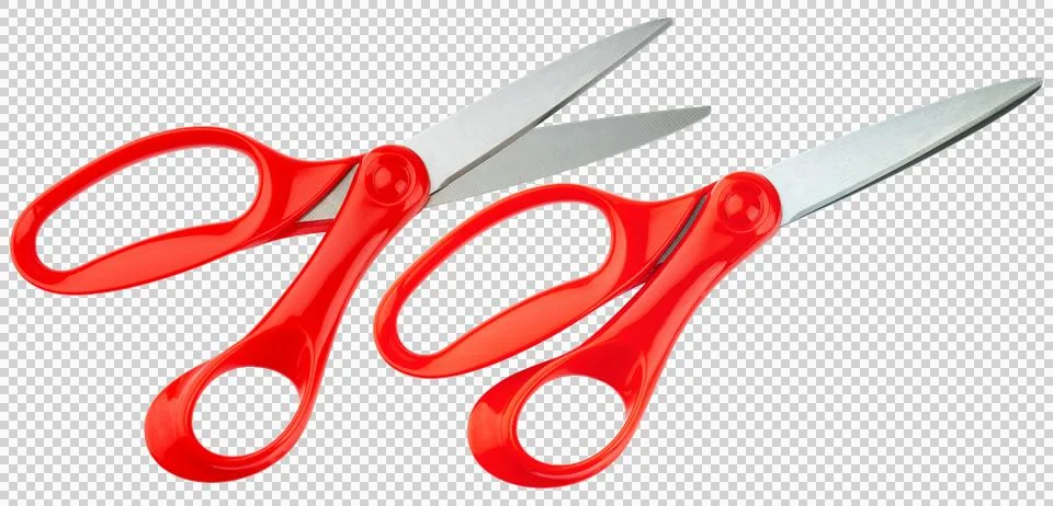 Scissors or shears. Scissors stainless steel blade and plastic red handle Stock Photos
