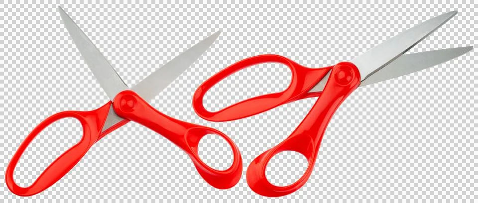 Scissors or shears. Scissors stainless steel blade and plastic red handle Stock Photos