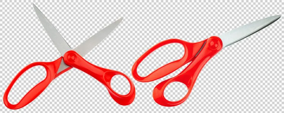 Scissors or shears. Scissors stainless steel blade and plastic red handle Stock Photos