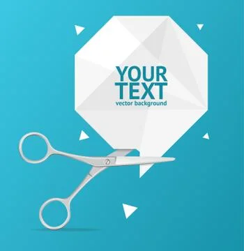 Scissors Origami Speech Bubble Banner. Vector Illustrazione stock