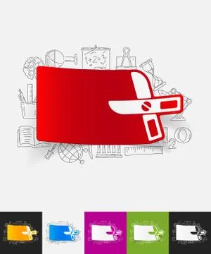 Scissors paper sticker with hand drawn elements 스톡 일러스트