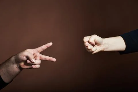Scissors-paper-stone game Foto stock