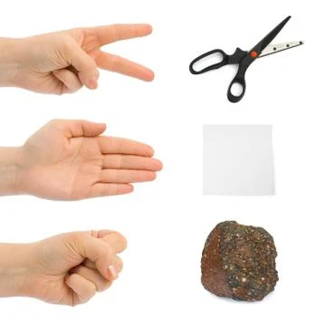 Scissors, paper, stone - hands Foto stock