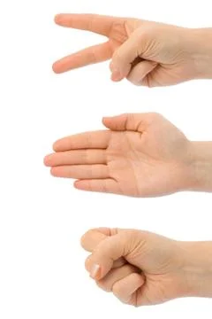 Scissors, paper, stone - hands Stock Photos