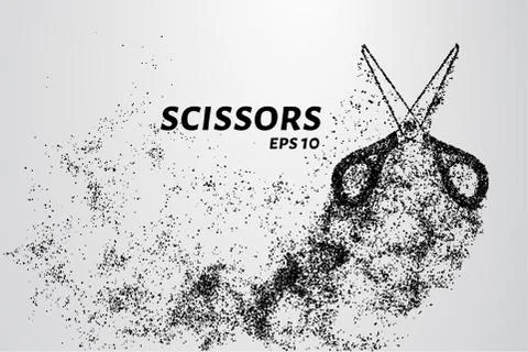 The scissors of the particles. The scissors consists of small circles and dot Stock Illustration