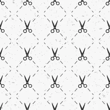 Scissors pattern seamless in simple style vector illustration. Barbershop a.. Stock Illustration