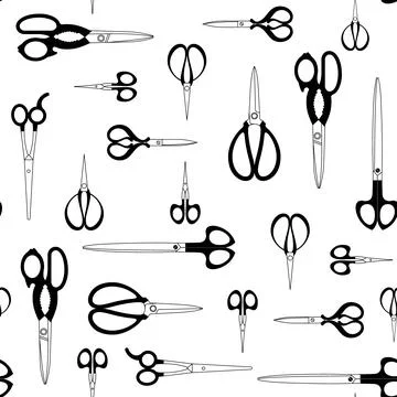 Scissors pattern for textile fabric wrapping paper hand drawn vector Stock Illustration