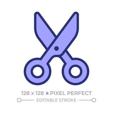 Scissors pixel perfect line color icon Stock Illustration