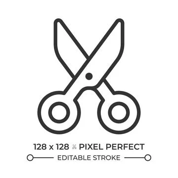 Scissors pixel perfect line icon Illustrazione stock