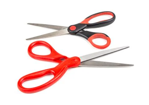 Scissors with plastic handles isolated on white background Stock Photos