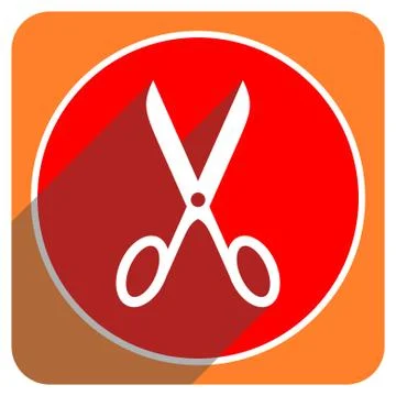 Scissors red flat icon isolated. Stock Illustration