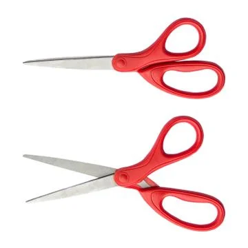 Scissors red on isolated white. Foto stock