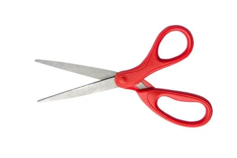 Scissors red on isolated white. Foto stock