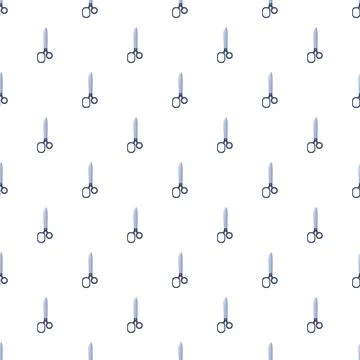 Scissors repeating in a continuous pattern on a white background Stock Illustration