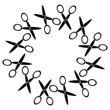 Scissors in ring . Vector illustration Stock Illustration