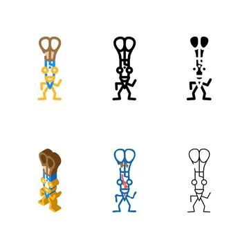 Scissors school character color icon vector modern Illustration