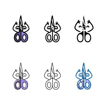 Scissors school character color icon vector styleset Stock Illustration