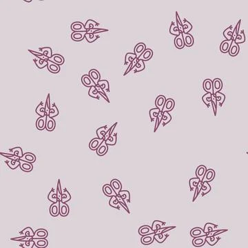 Scissors school character line seamless pattern イラスト素材