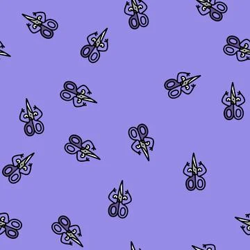 Scissors school character vector seamless pattern Stock Illustration
