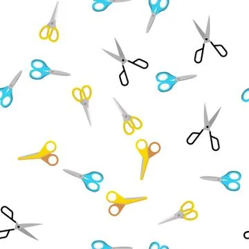 Scissors, School Stationery Seamless Pattern Illustrazione stock