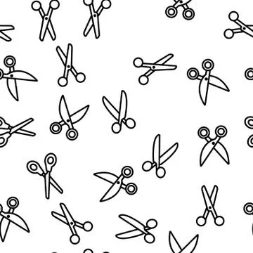 Scissors, School Stationery Seamless Pattern イラスト素材