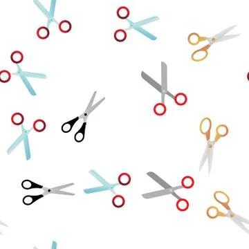 Scissors, School Stationery Vector Seamless Pattern Illustrazione stock