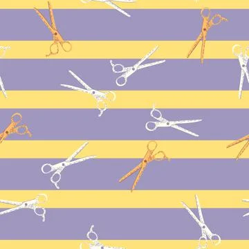 Scissors seamless pattern. Retro salon background. Stock Illustration