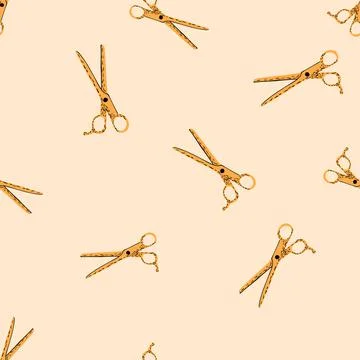 Scissors seamless pattern. Retro salon background. Illustrazione stock