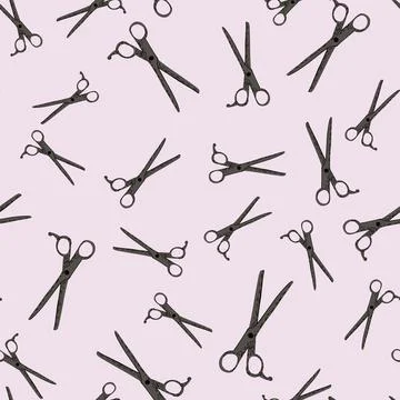 Scissors seamless pattern. Retro salon background. Illustrazione stock