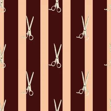 Scissors seamless pattern. Retro salon background. イラスト素材